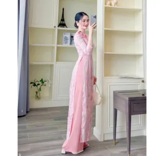 Ảnh 1 của Áo dài hồng ren nữ cho thuê