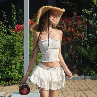Ảnh 4 của Set áo váy hoa nhí trắng boho nữ