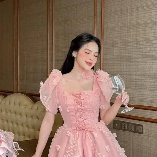 Ảnh 1 của Váy dạ hội hồng pastel size S
