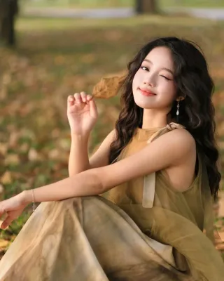 Ảnh 3 của Váy maxi voan xanh ô liu boho nữ