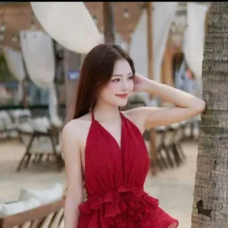 Photo 1 of Đầm maxi đỏ cổ yếm nữ cho thuê
