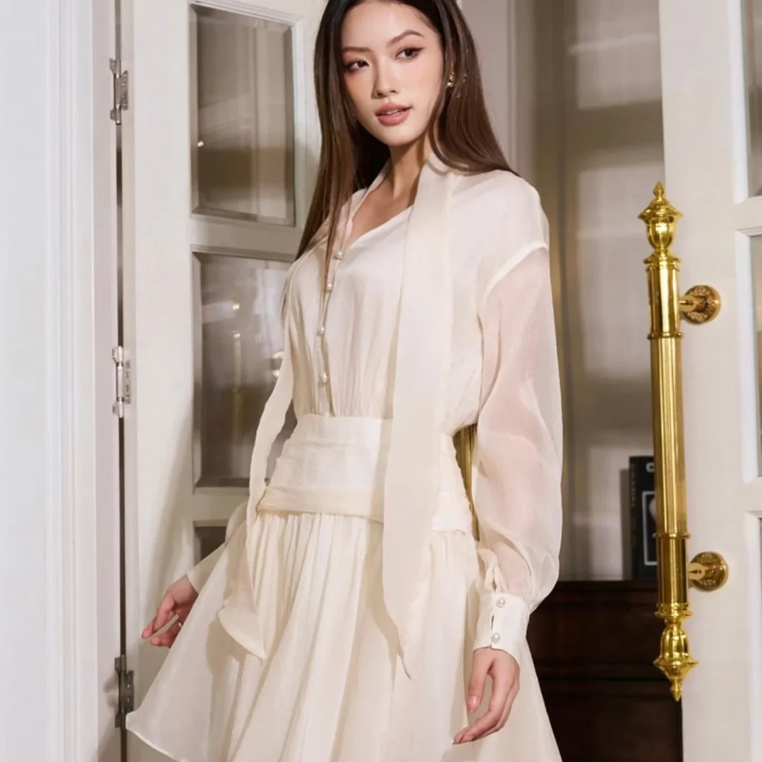 Ảnh 4 của Set áo váy voan trắng kem Rechic size M