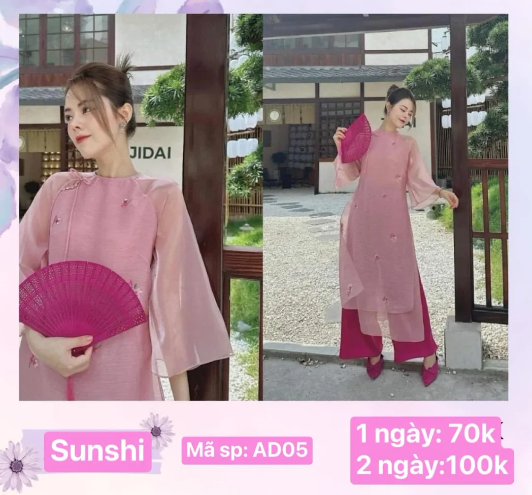 Ảnh 8 của Áo dài lụa thêu hoa truyền thống nữ
