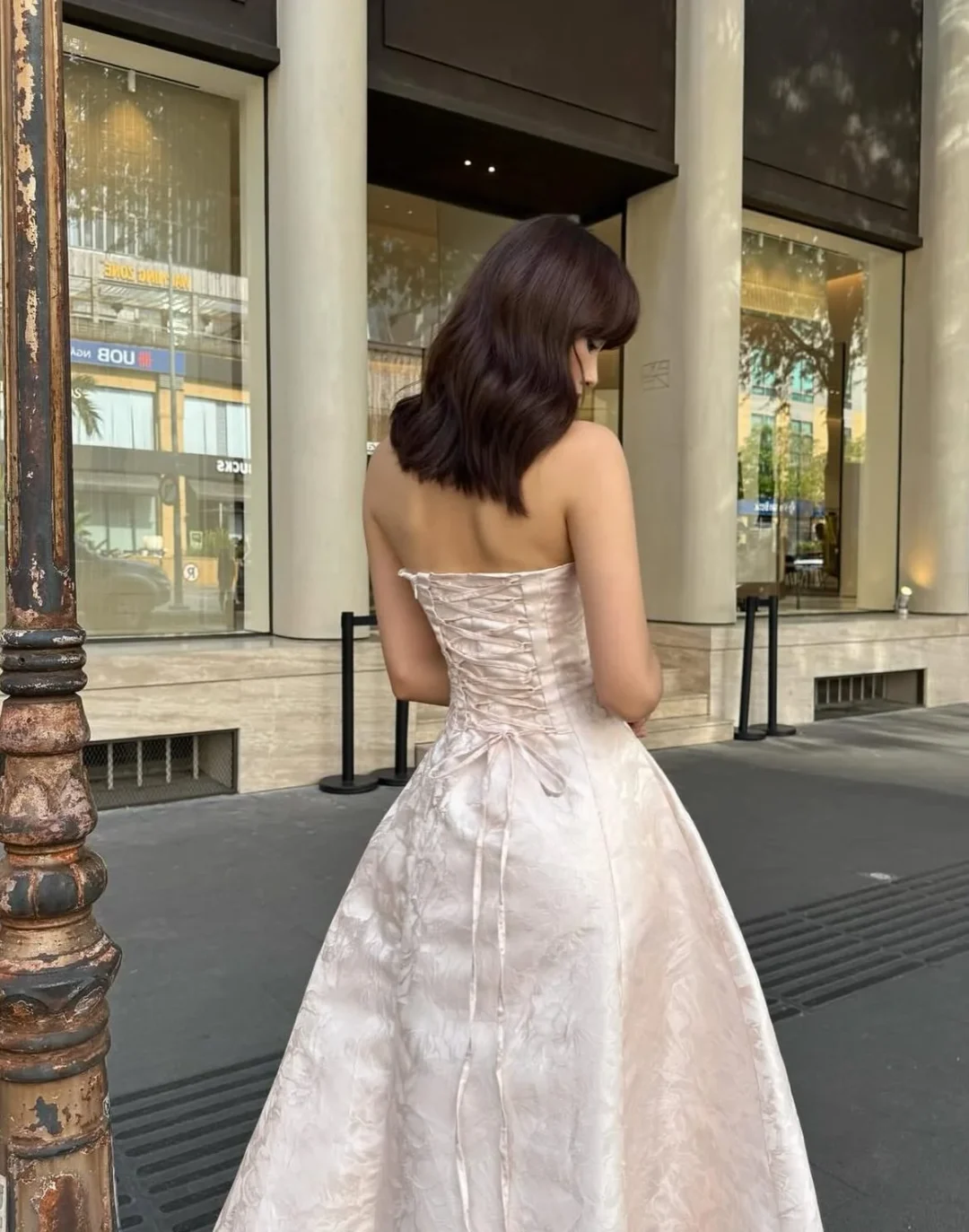Photo 5 of Đầm dạ hội strapless hồng nhạt size M