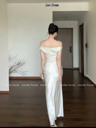 Ảnh 4 của Váy lụa trễ vai trắng sang trọng
