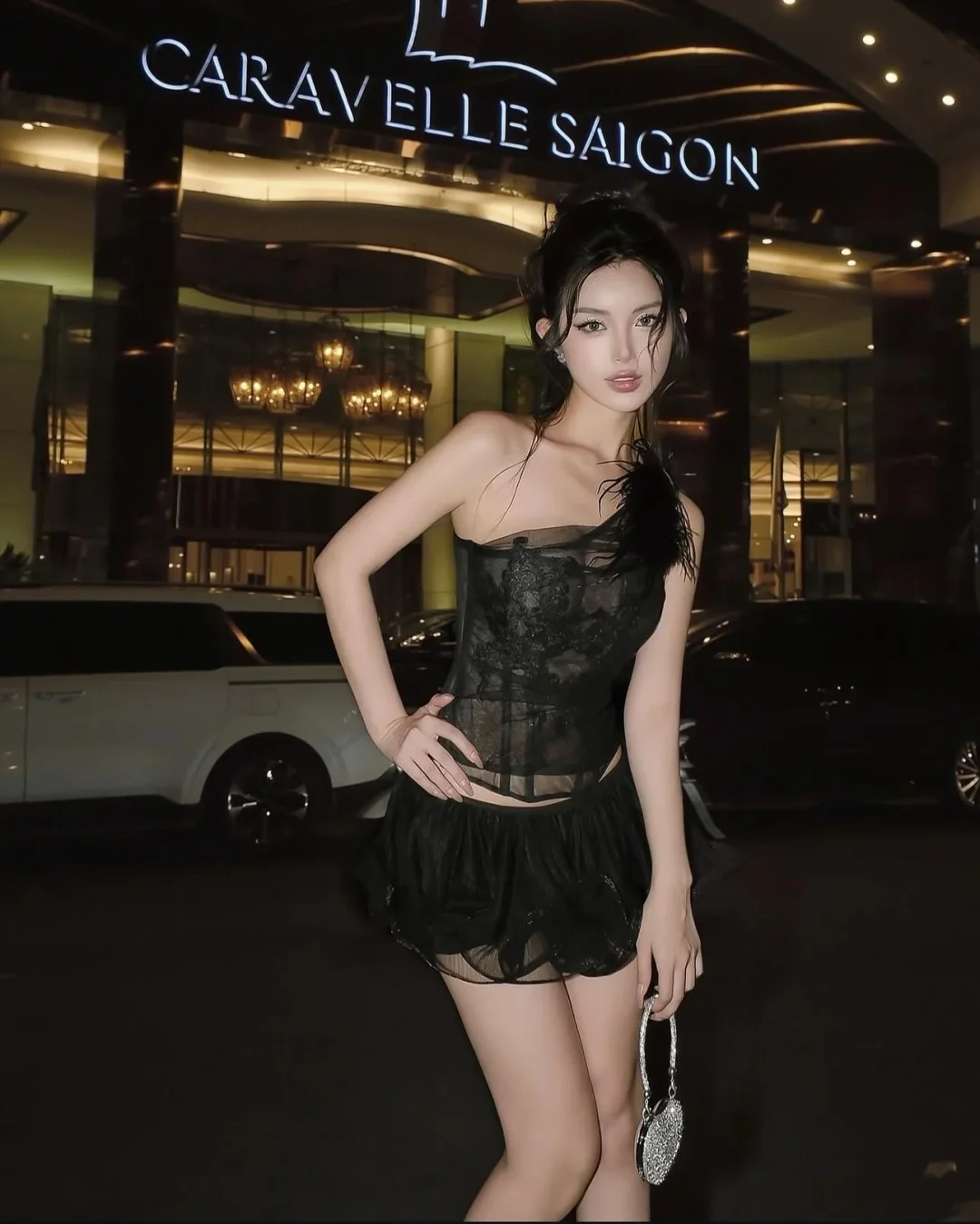 Ảnh 3 của Set váy ren đen hai mảnh size S/M