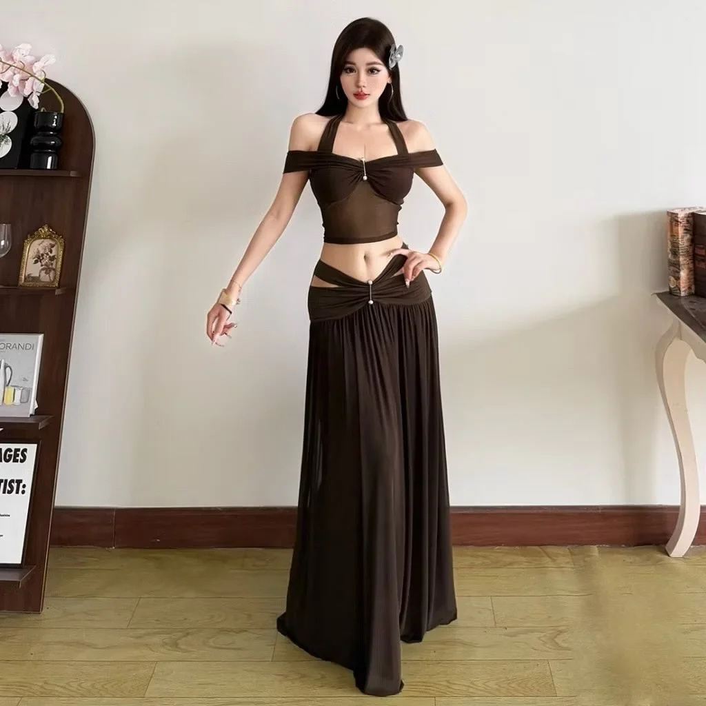 Photo 2 of Set váy hai mảnh nâu voan gợi cảm