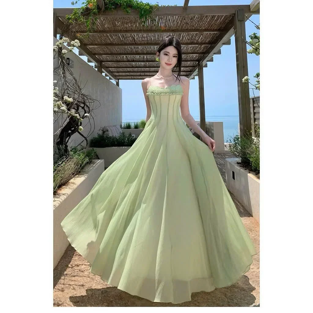 Ảnh 1 của Đầm maxi xanh mint không quai nữ