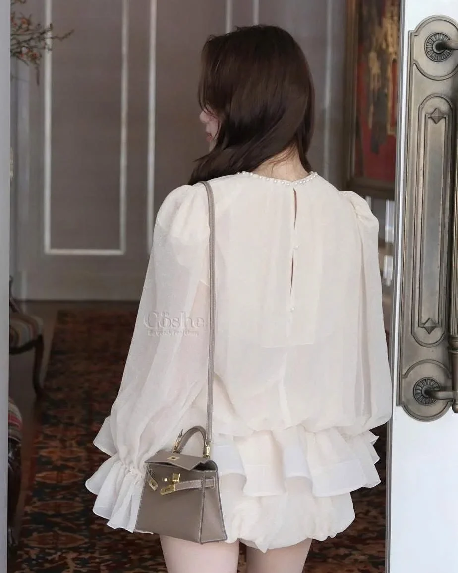 Photo 4 of Bộ váy voan babydoll màu kem