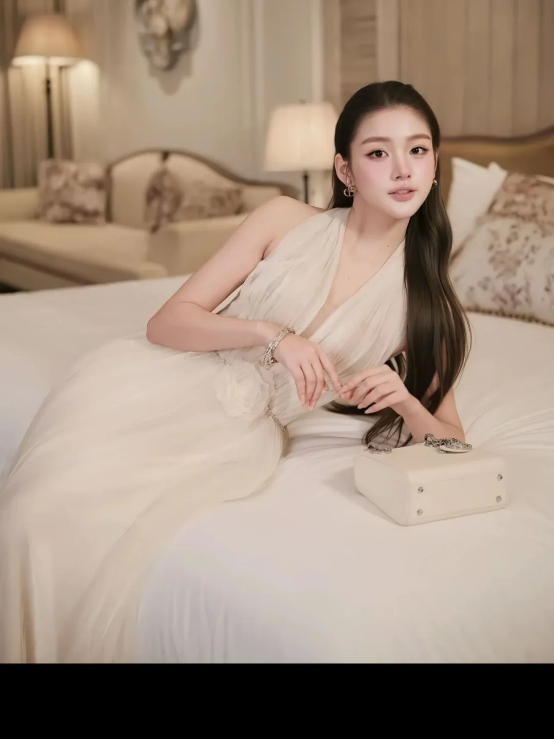 Ảnh 4 của Đầm maxi voan kem hở lưng nữ