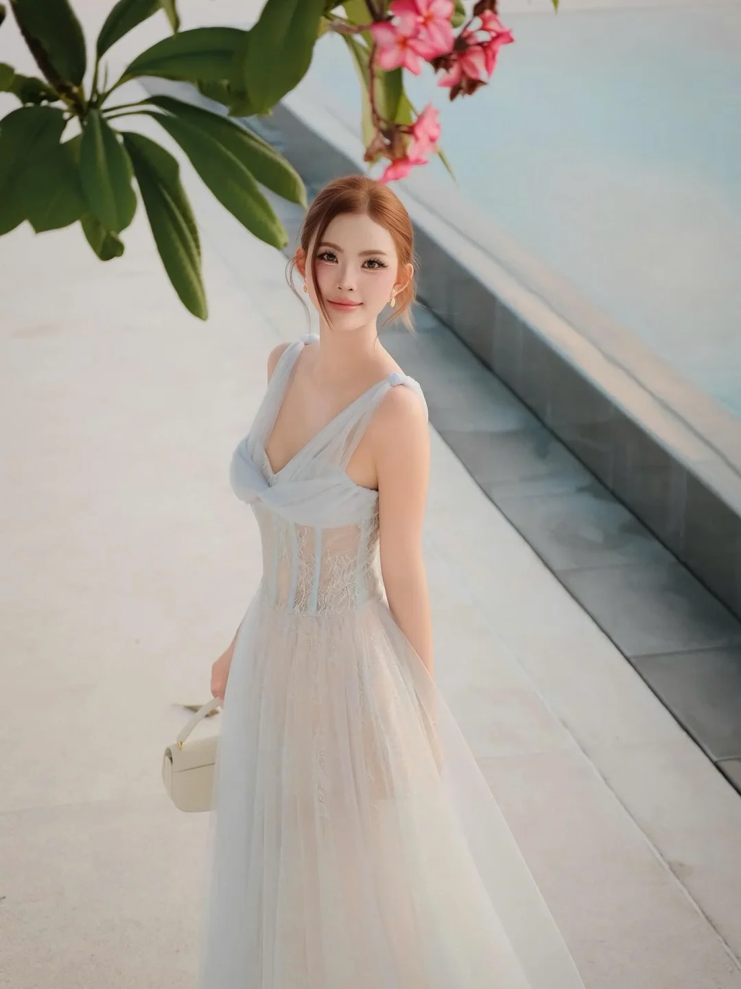 Photo 6 of Váy công chúa voan xanh nhạt nữ