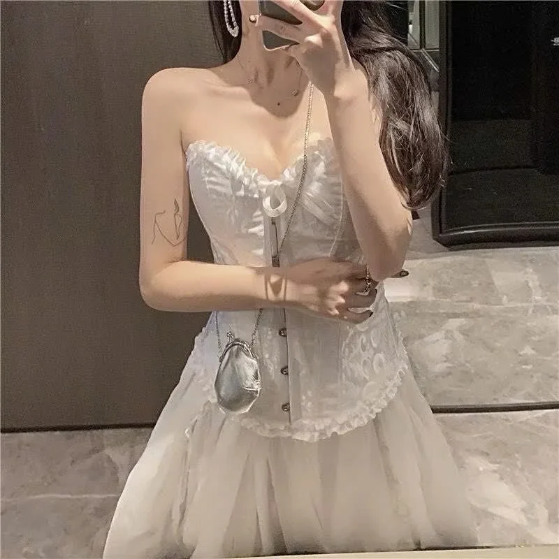 Ảnh 1 của Đầm corset trắng maxi cúp ngực nữ