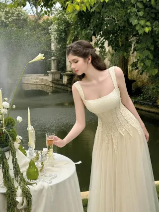 Photo 3 of Váy maxi vintage corset ren hoa