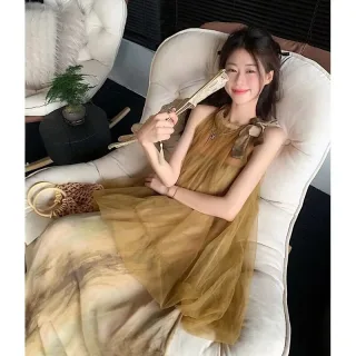 Ảnh 1 của Đầm maxi voan vàng mustard nữ cho thuê