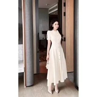 Photo 2 of Váy maxi kem cổ bẻ nữ tính