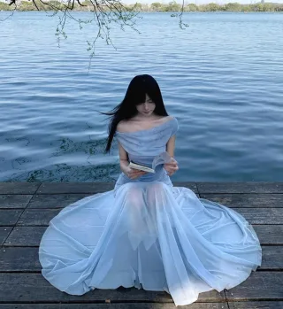 Photo 4 of Váy maxi ombre trễ vai Taobao nữ