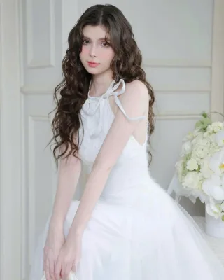 Ảnh 1 của Váy maxi trắng ren hoa xòe nữ