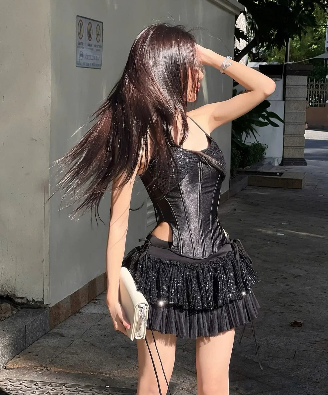 Ảnh 1 của Đầm corset sequin đen size S/M