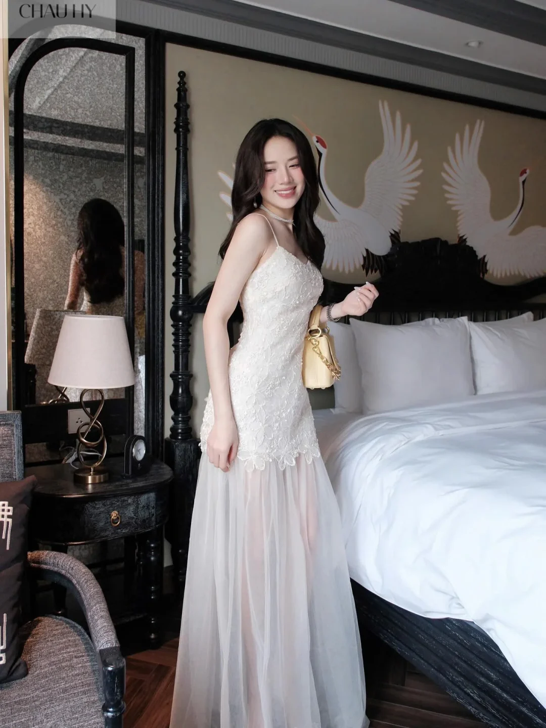 Ảnh 1 của Đầm maxi ren trắng thanh lịch nữ tính