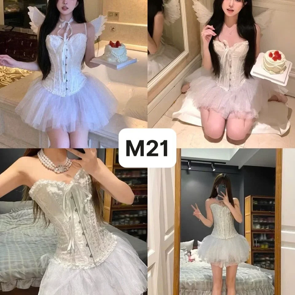 Photo 5 of Set corset váy tutu thiên thần trắng