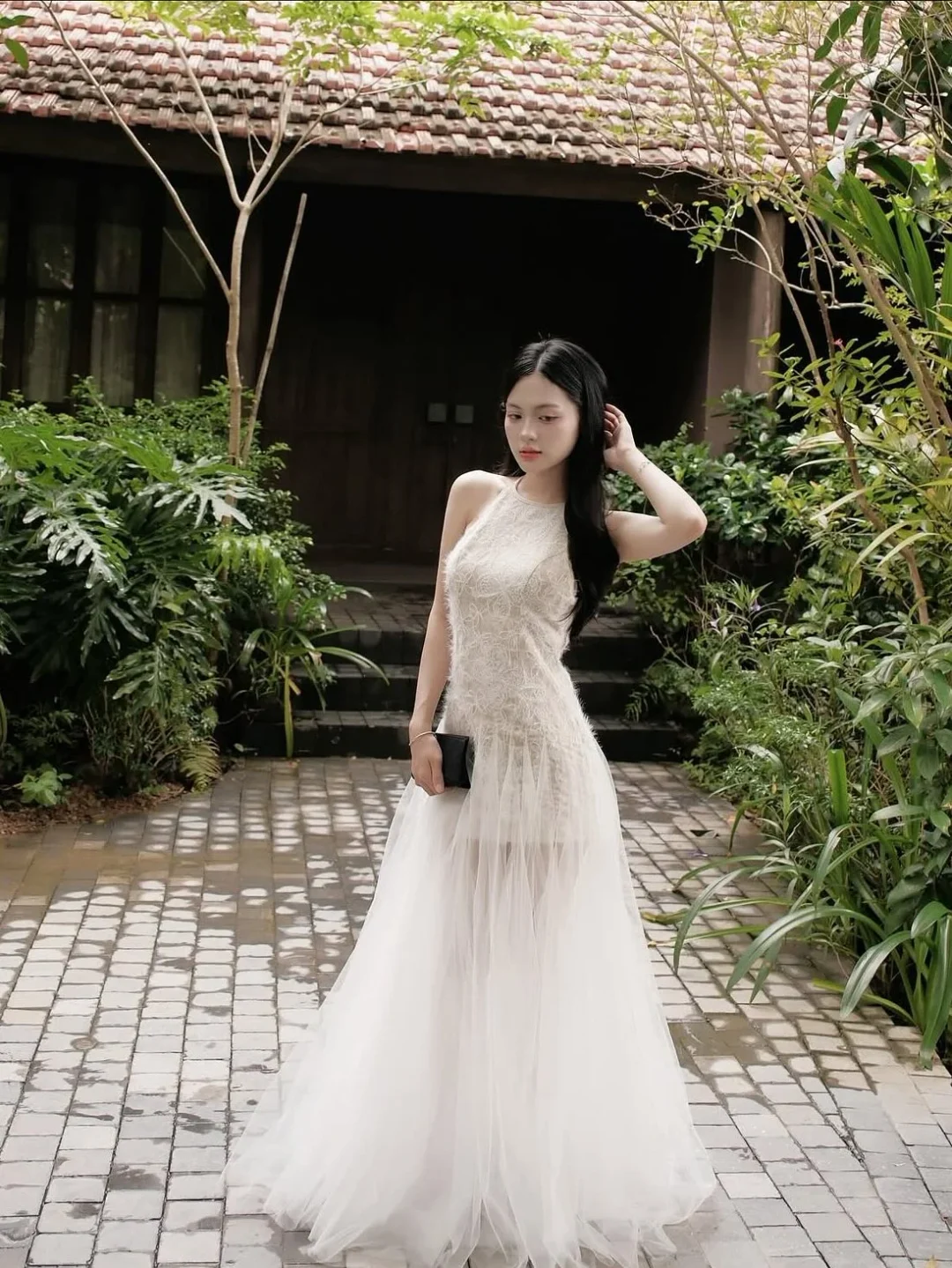 Ảnh 6 của Váy tiệc ren trắng dài nữ size S M