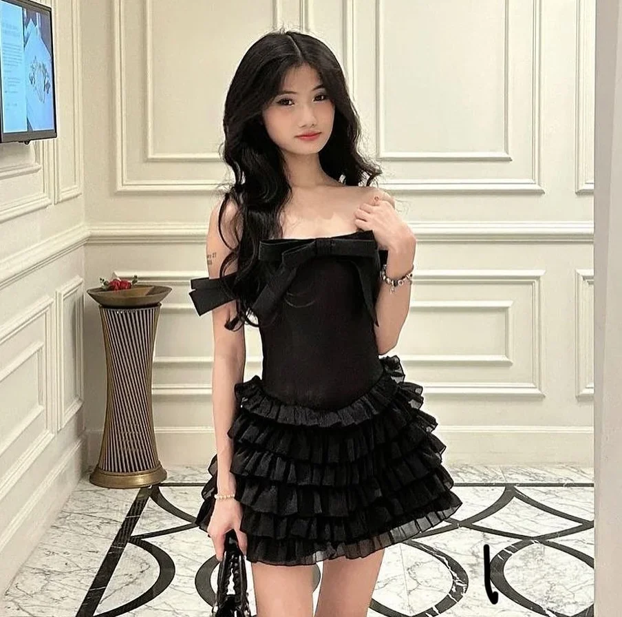 Ảnh 3 của Váy Mabel đen cúp ngực bèo nhún