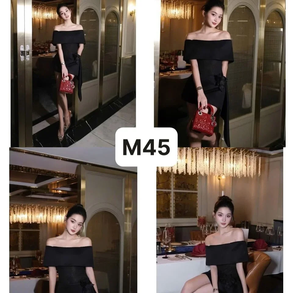 Ảnh 5 của Đầm mini trễ vai đen hottrend nữ