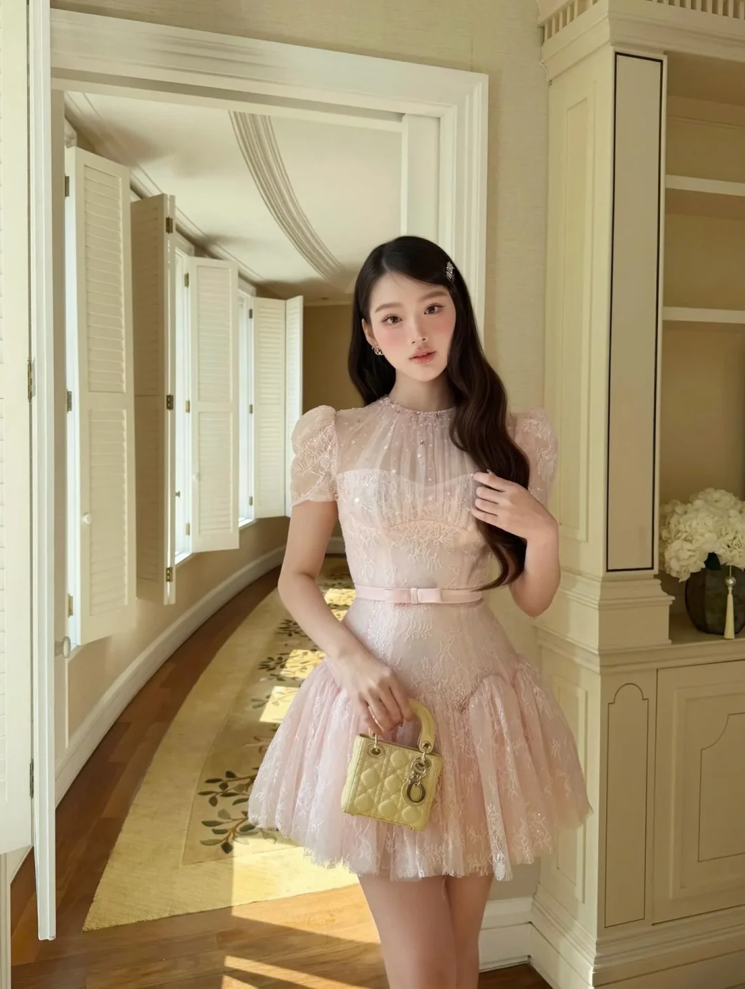 Ảnh 1 của Váy ren hồng pastel ngắn nữ tính