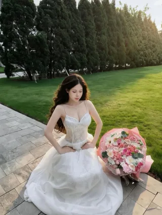 Ảnh 4 của Váy cưới trắng xòe ren công chúa size M