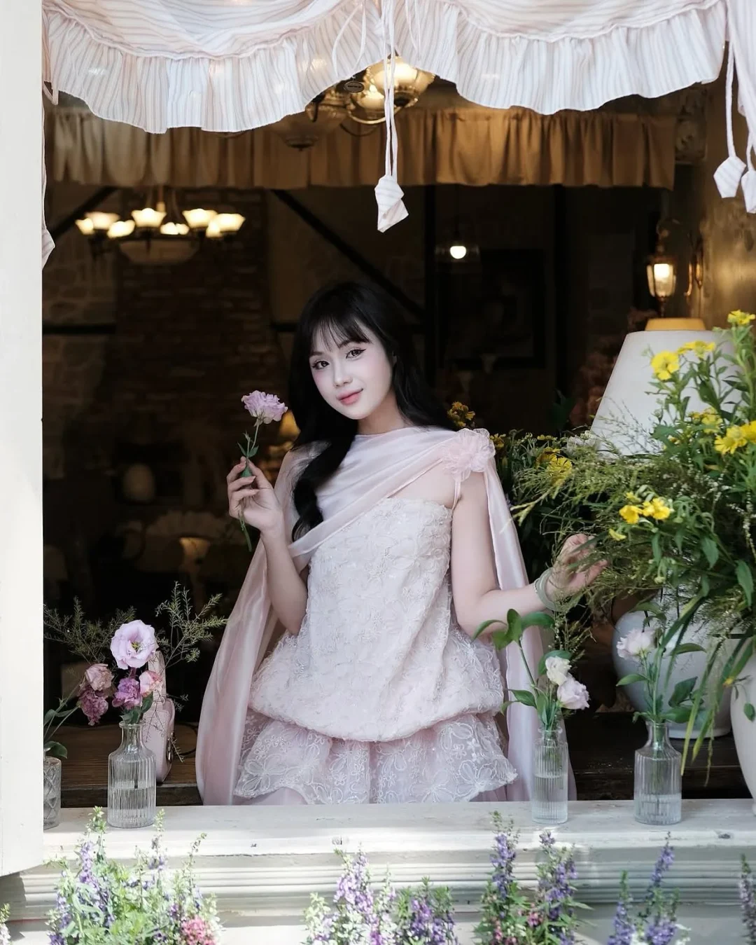 Photo 5 of Set váy ren hồng pastel nữ tính