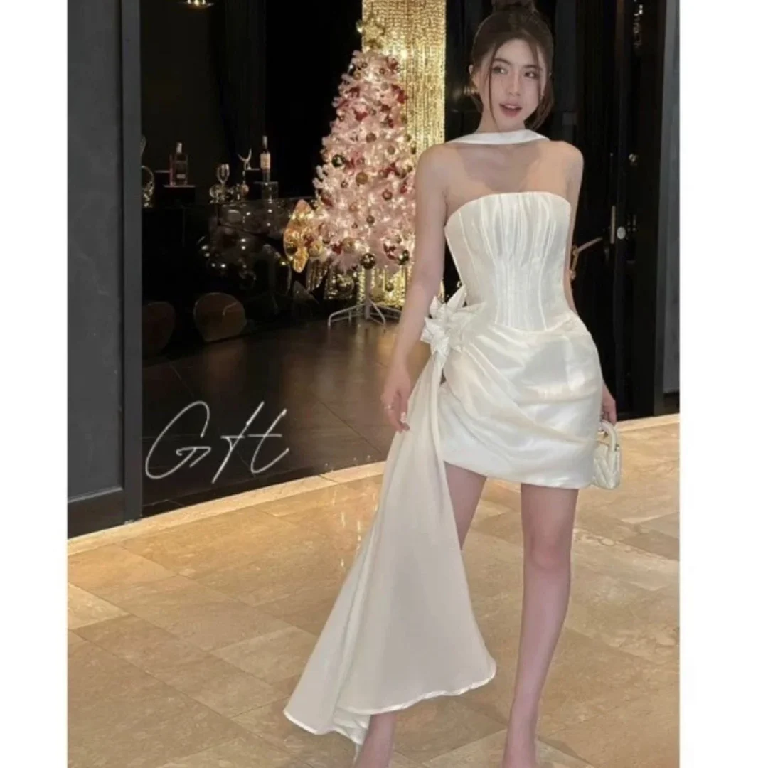 Ảnh 1 của Đầm Satin Trắng Cúp Ngực Soshi Size M