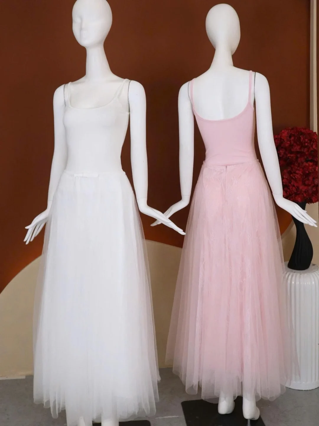 Ảnh 6 của Set áo hai dây váy voan hồng pastel nữ