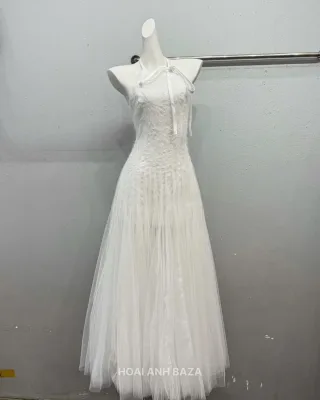 Ảnh 4 của Váy maxi trắng ren hoa xòe nữ