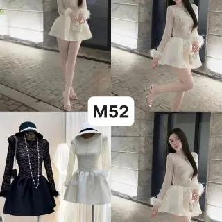 Ảnh 4 của Set áo len lông vũ chân váy trắng nữ