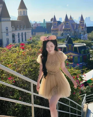 Photo 2 of Váy tulle ngắn công chúa nâu nhạt nữ
