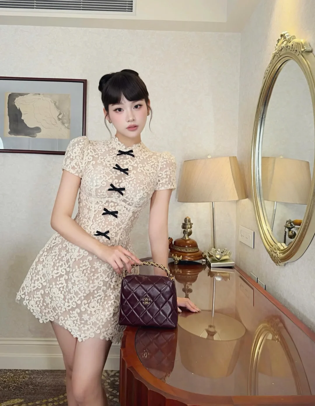 Photo 5 of Đầm ren trắng ngắn tay Chouchou size M