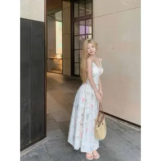 Photo 2 of Váy maxi trắng họa tiết khí cầu nữ
