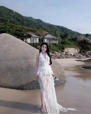 Ảnh 3 của Đầm maxi ren trắng nữ boho
