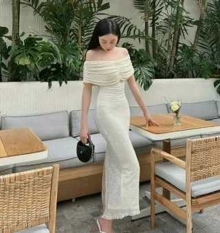 Ảnh 1 của Đầm trắng trễ vai dài size S M