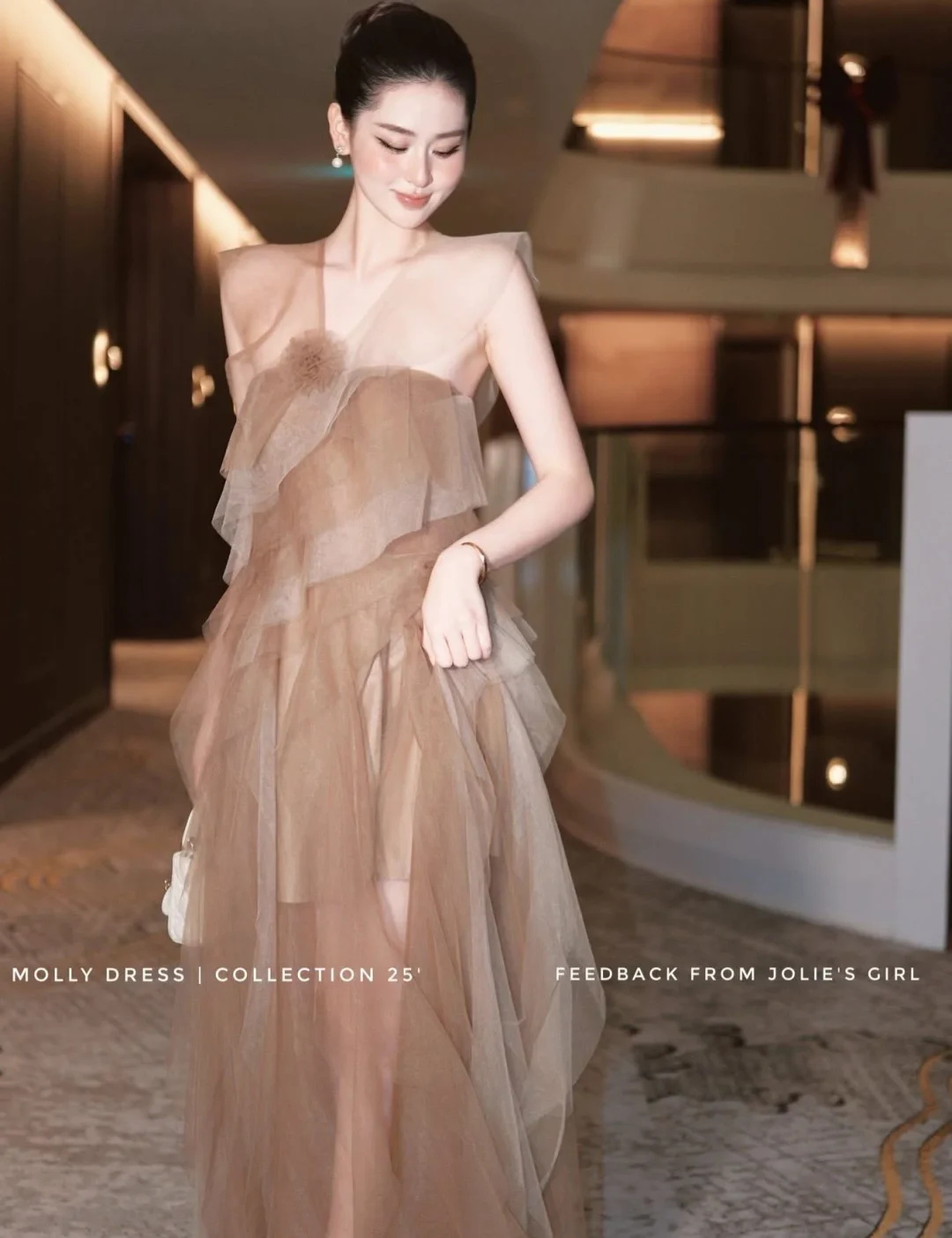 Ảnh 4 của Đầm tulle nâu dài dự tiệc nữ