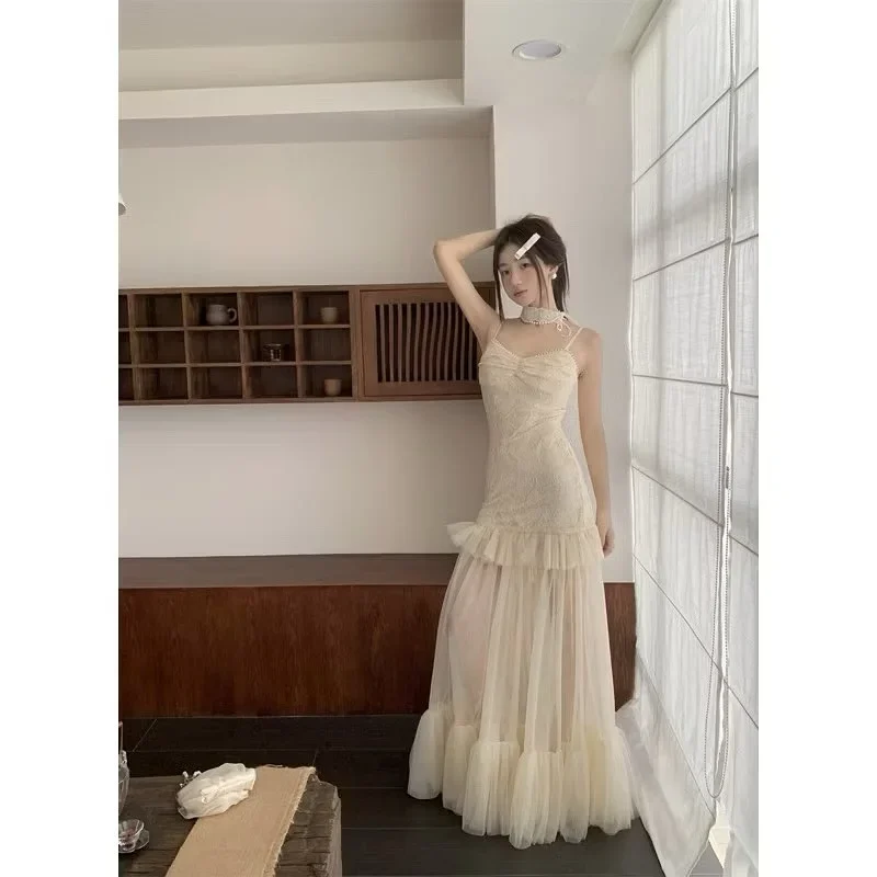 Photo 2 of Váy maxi ren trắng nữ thanh lịch