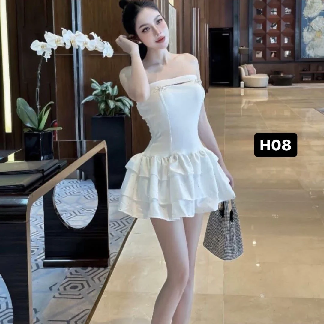 Ảnh 3 của Váy corset hoa trắng ngắn nữ