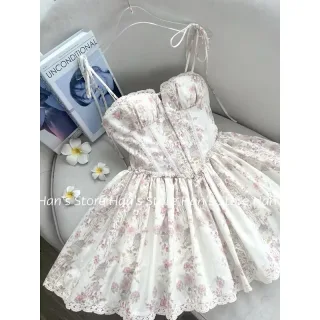 Photo 3 of Váy hoa ngắn corset ren nữ tính