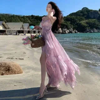 Photo 4 of Đầm maxi voan hồng cho thuê chụp ảnh