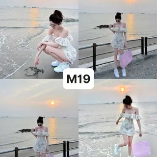 Ảnh 4 của Đầm hoa nhí trễ vai mini boho nữ