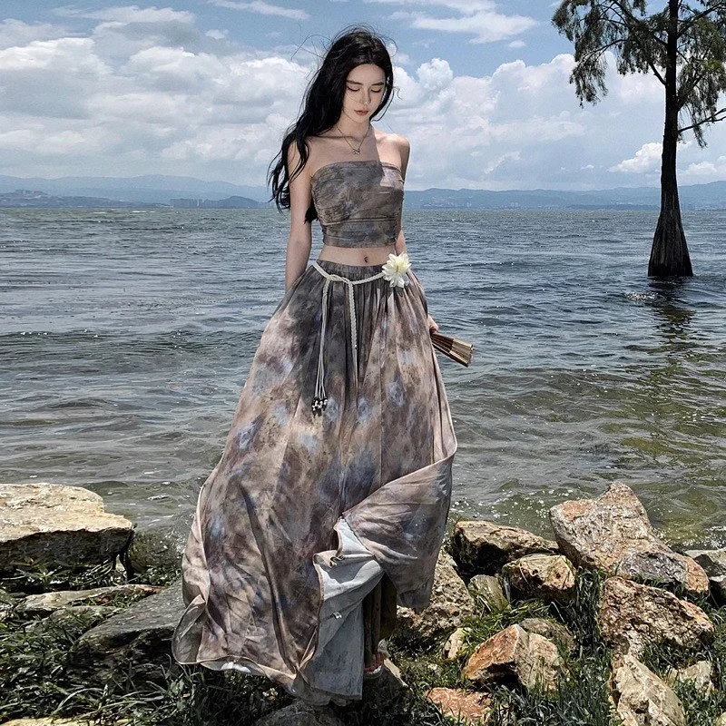 Photo 5 of Set đồ đi biển tie dye bohemian nữ
