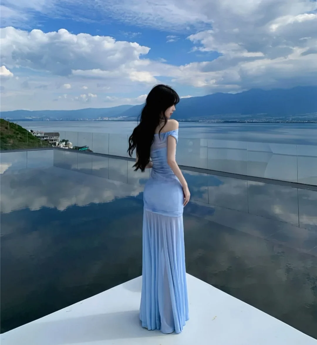 Photo 2 of Váy maxi ombre trễ vai Taobao nữ