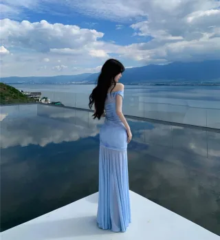 Photo 2 of Váy maxi ombre trễ vai Taobao nữ