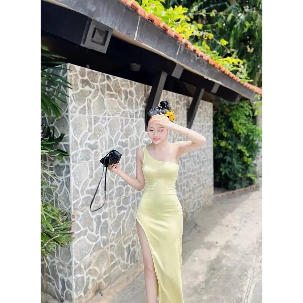 Ảnh 6 của Đầm maxi vàng lệch vai nữ cho thuê