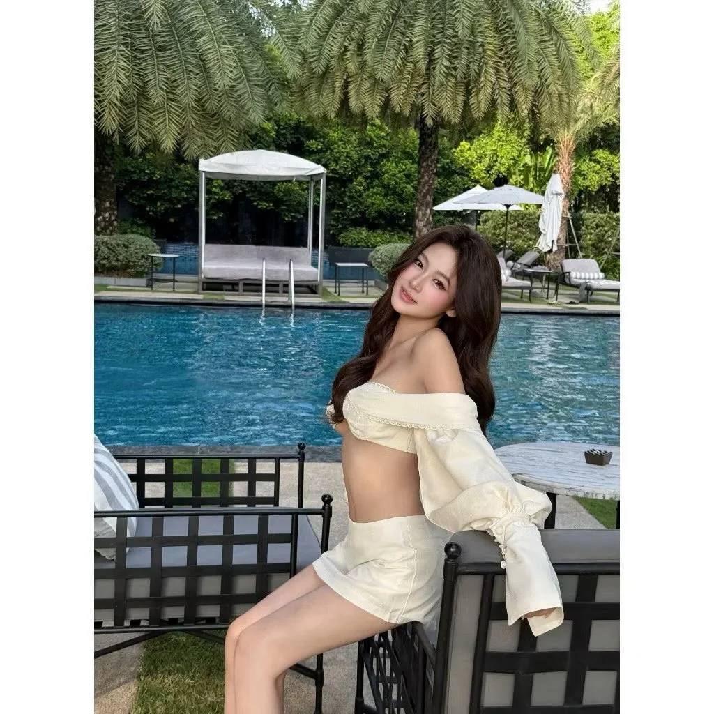 Photo 4 of Set đồ trễ vai kem nữ trendy